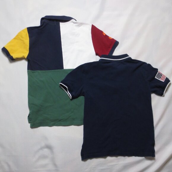 POLO RALPH LAUREN boys 2 PC LOT shirts PONY preppy FLAG green BLUE SIZE S/8 - Picture 4 of 7